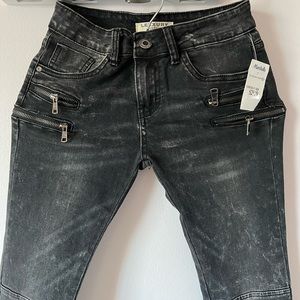 motorcycle skinny strechable black jeans